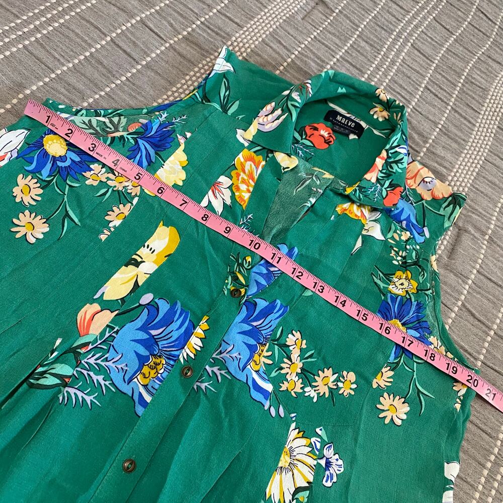 Anthropologie Maeve Rory Shirtdress Green Floral Size 6 Missing Tie Vacation - Picture 4 of 11